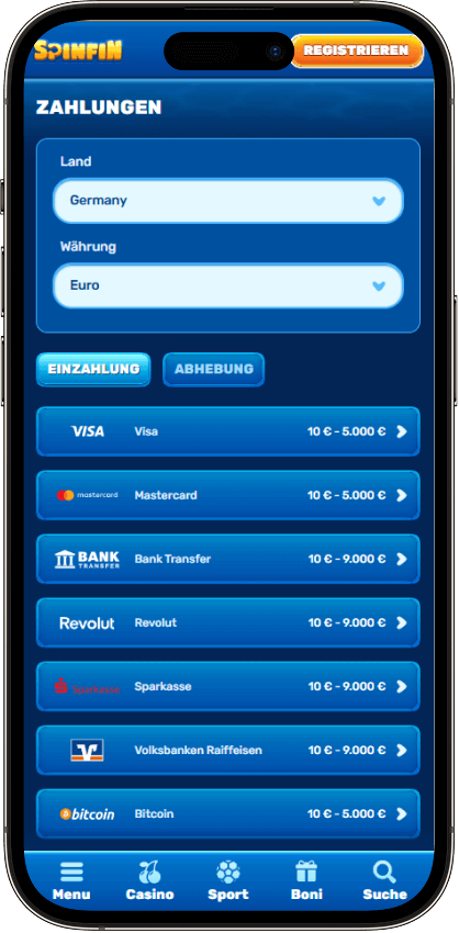 Spinfin Casino Zahlungen